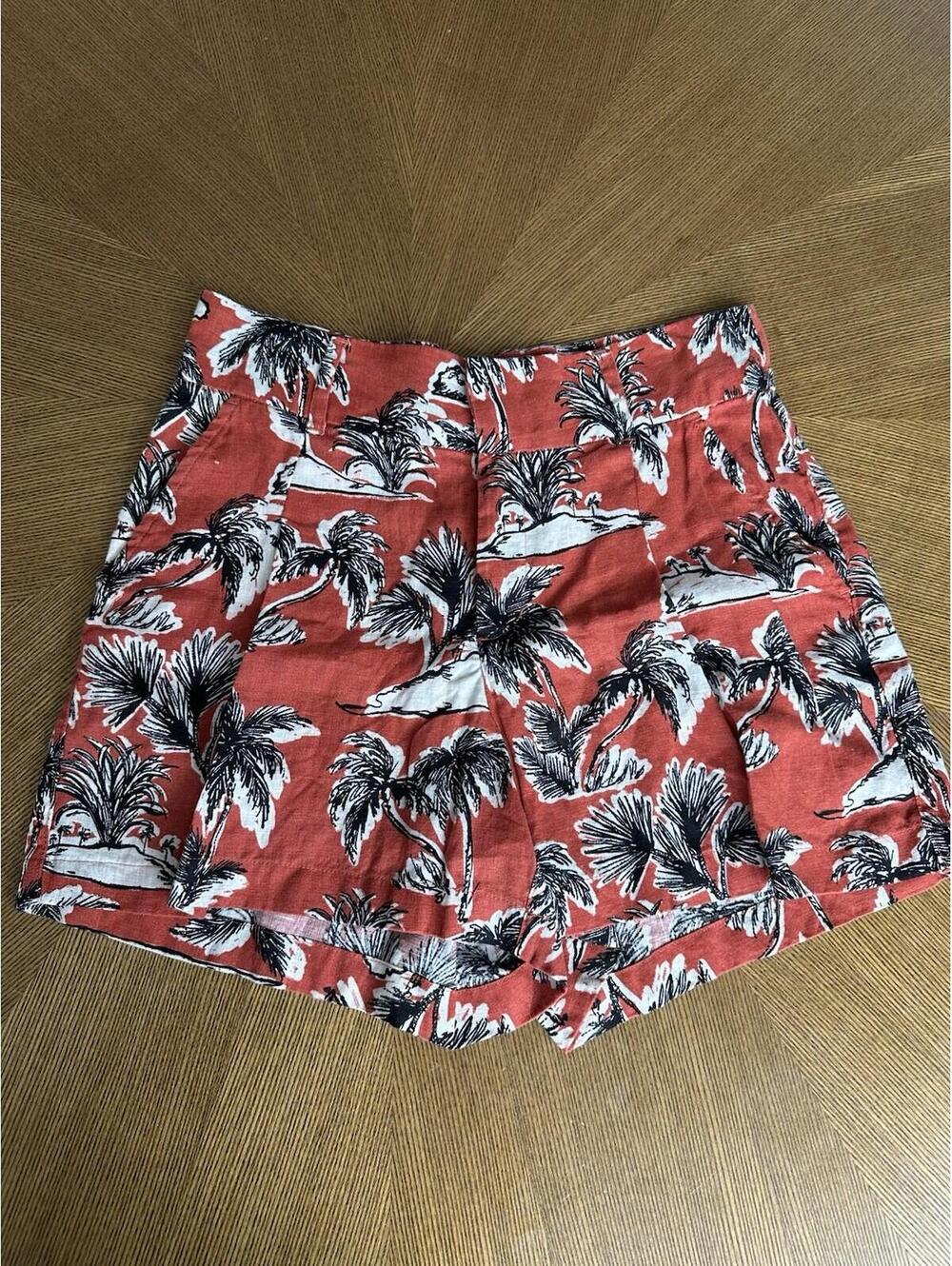 100% Linen Shorts Womens Size 8 Flax Beach Vacation Resort Tropical Summer